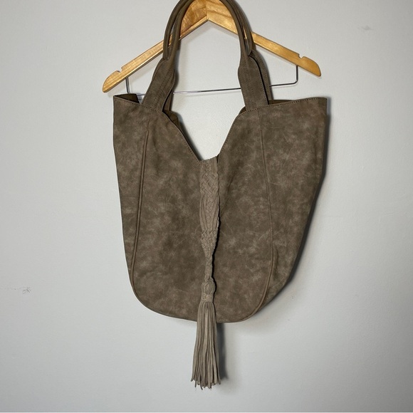 DV by Dolce Vita Large Gray Taupe Fringe Hobo Bag - Picture 1 of 14